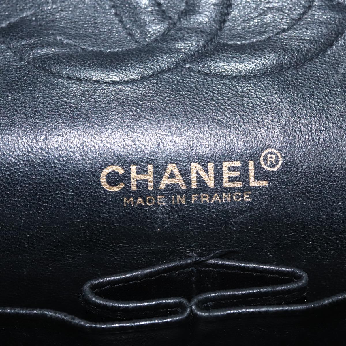 CHANEL Matelasse Chain Shoulder Bag Canvas Black Gold CC Auth 108396