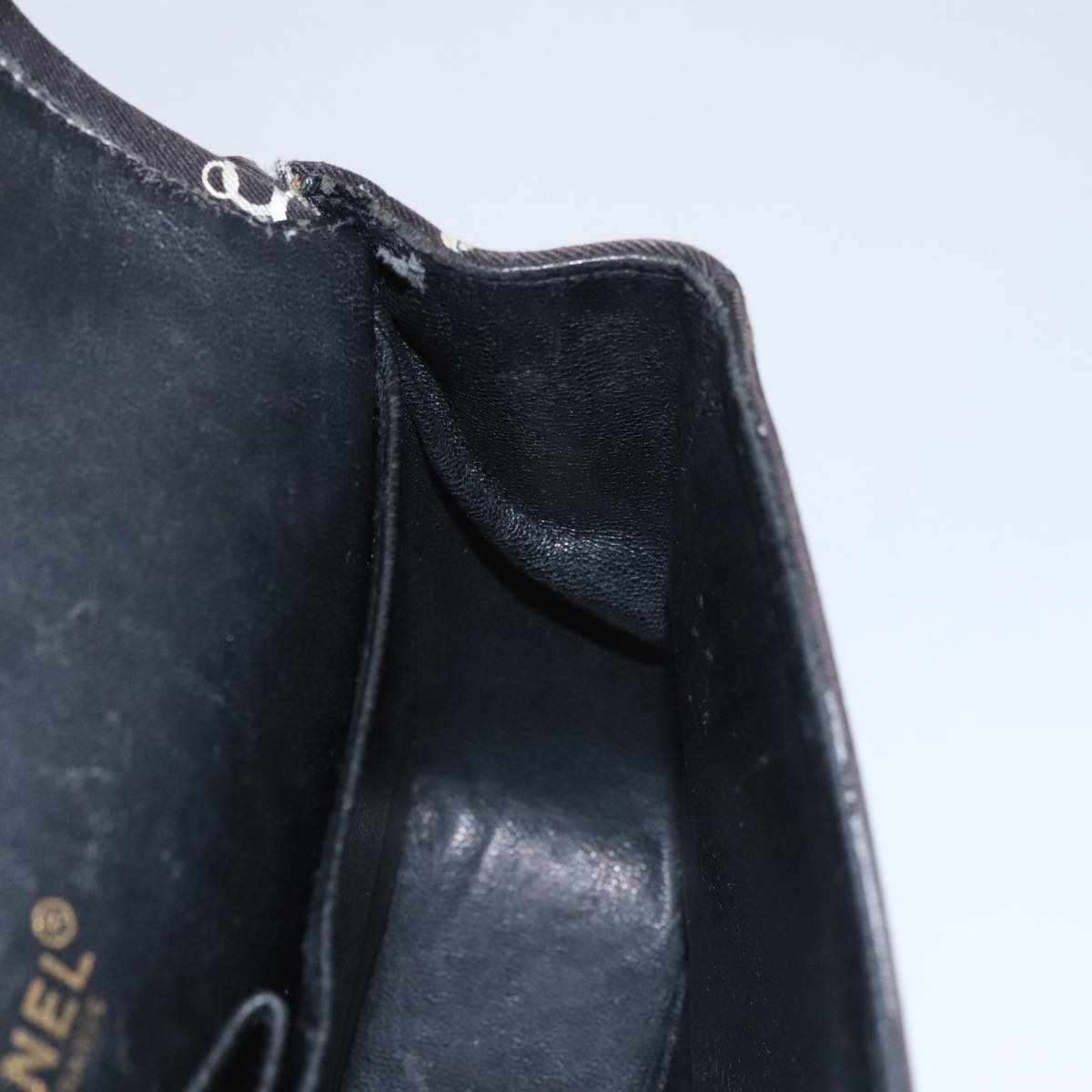 CHANEL Matelasse Chain Shoulder Bag Canvas Black Gold CC Auth 108396