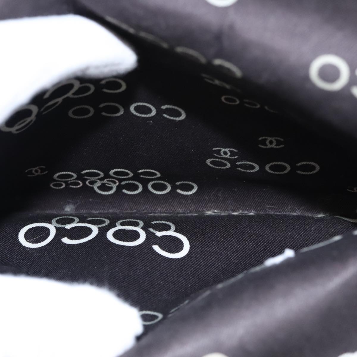 CHANEL Matelasse Chain Shoulder Bag Canvas Black Gold CC Auth 108396