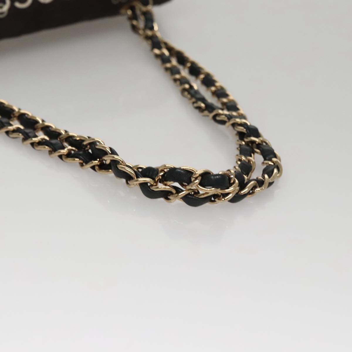 CHANEL Matelasse Chain Shoulder Bag Canvas Black Gold CC Auth 108396