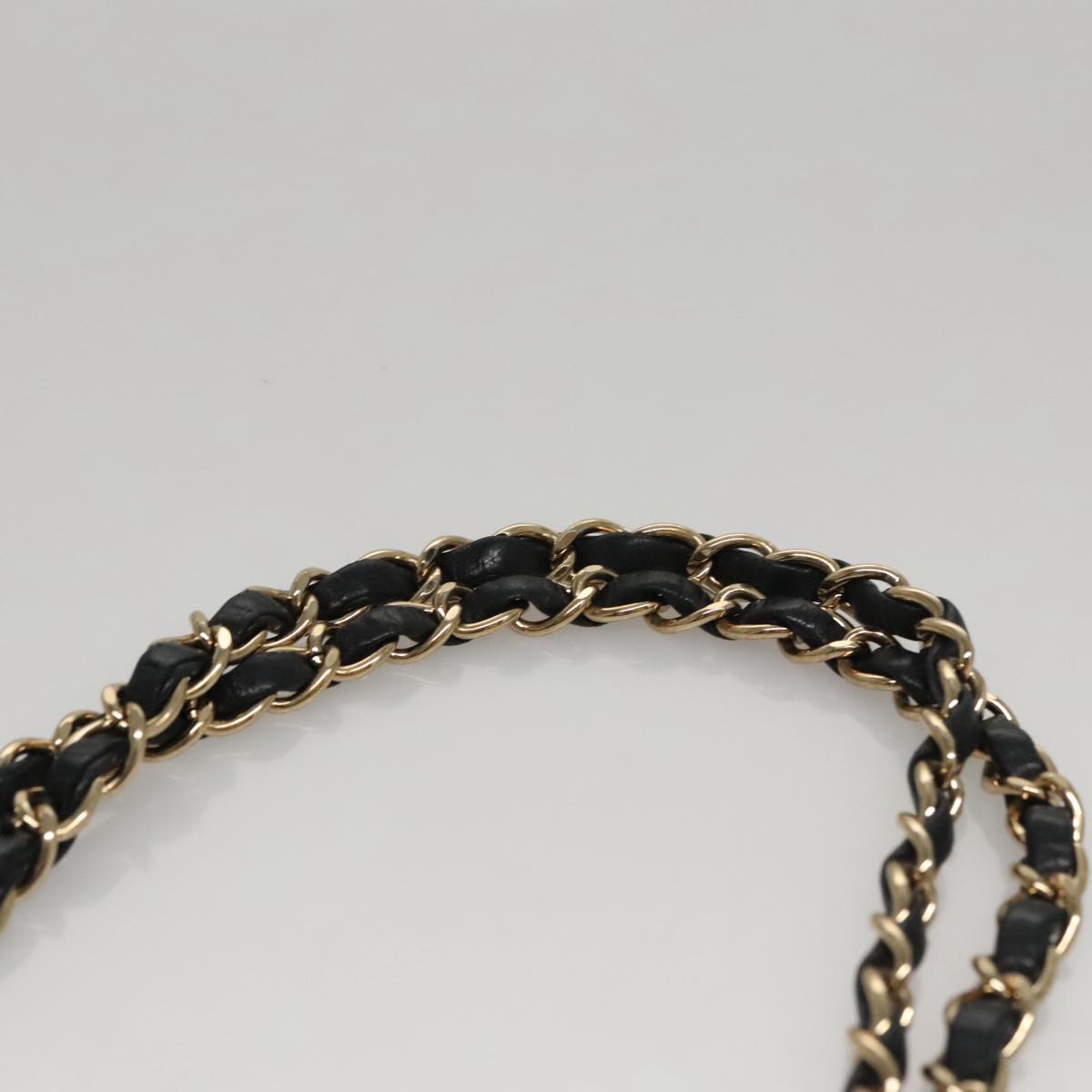 CHANEL Matelasse Chain Shoulder Bag Canvas Black Gold CC Auth 108396