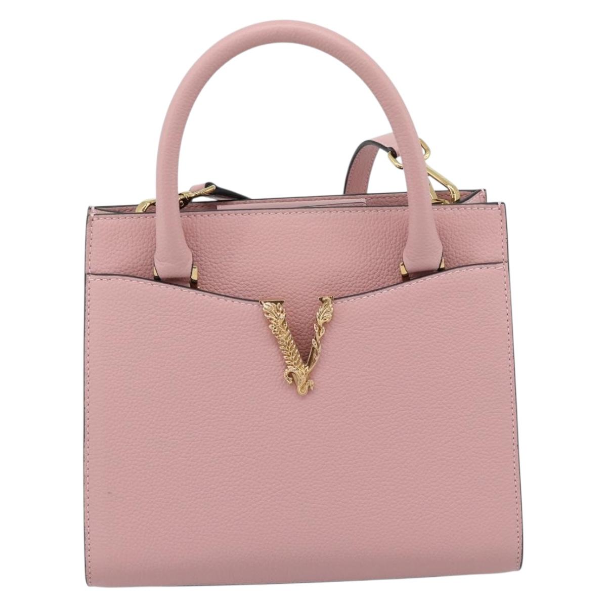 VERSACE Hand Bag Leather 2way Pink Auth 108430