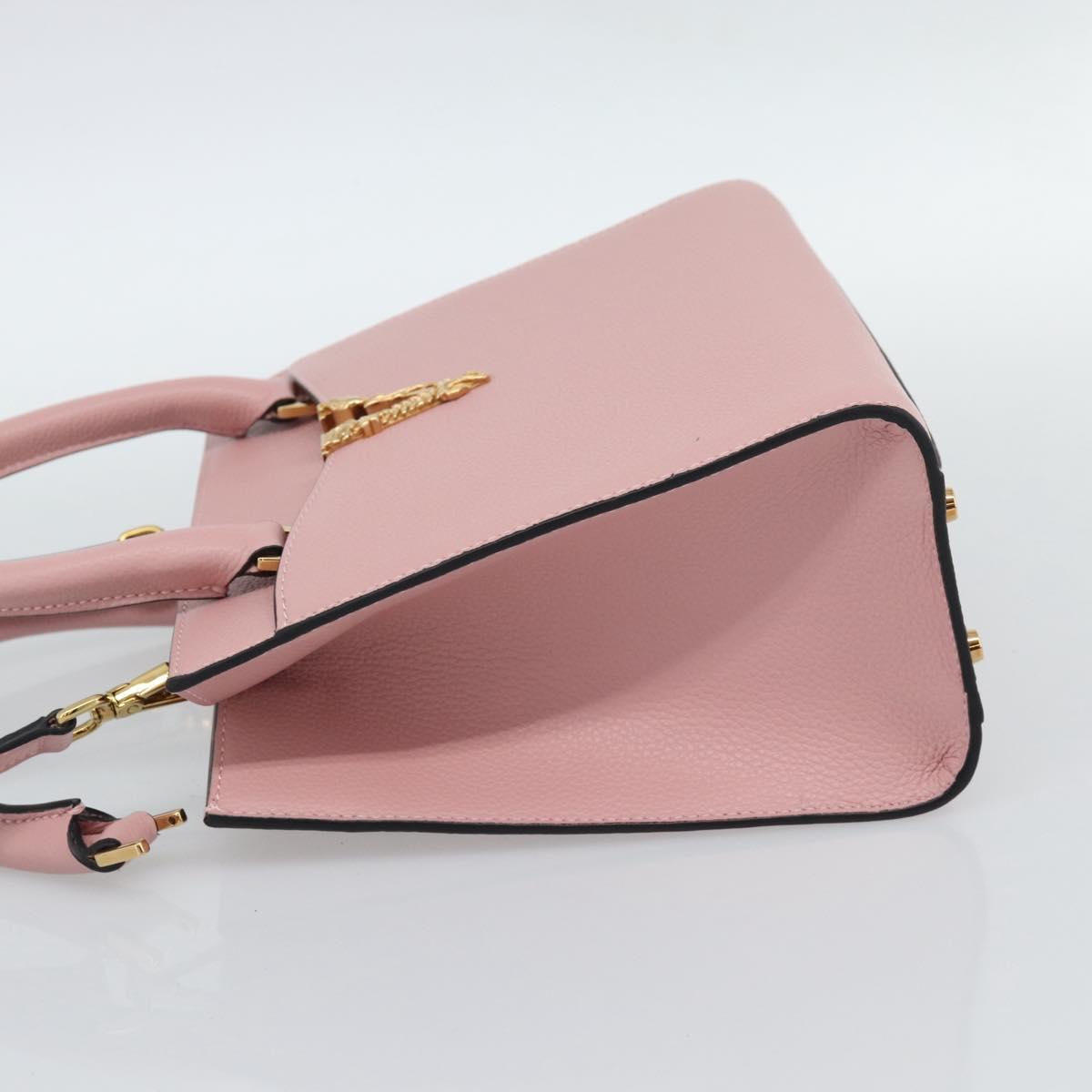 VERSACE Hand Bag Leather 2way Pink Auth 108430