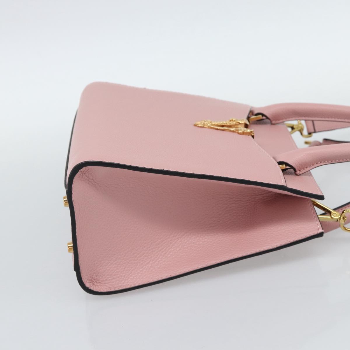 VERSACE Hand Bag Leather 2way Pink Auth 108430