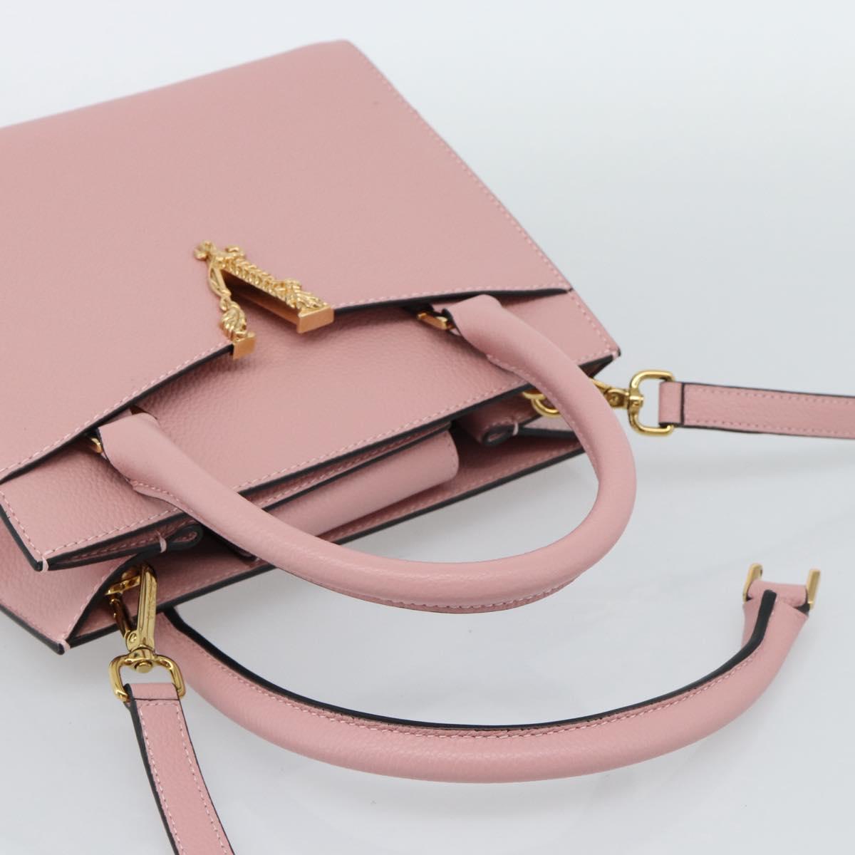 VERSACE Hand Bag Leather 2way Pink Auth 108430