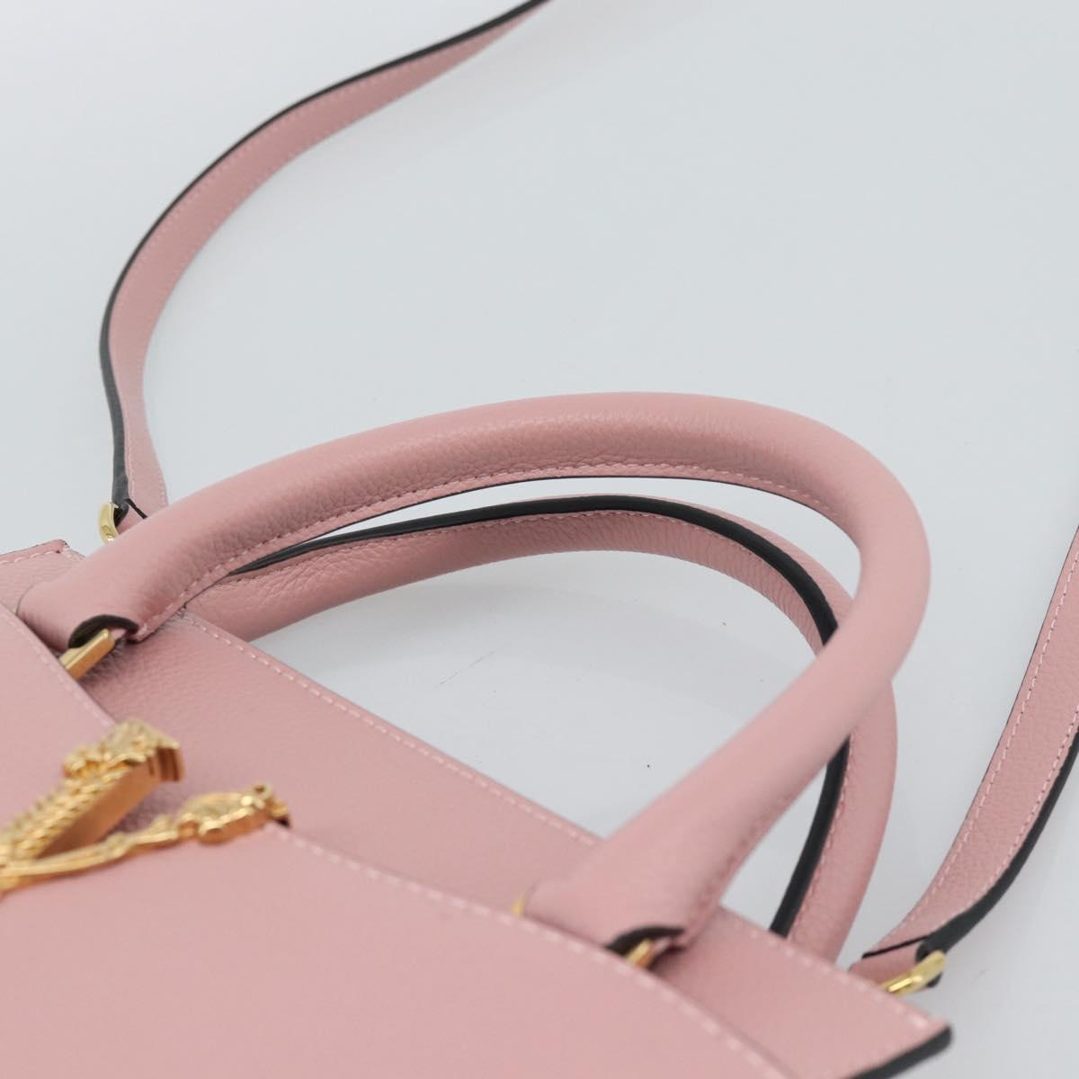 VERSACE Hand Bag Leather 2way Pink Auth 108430