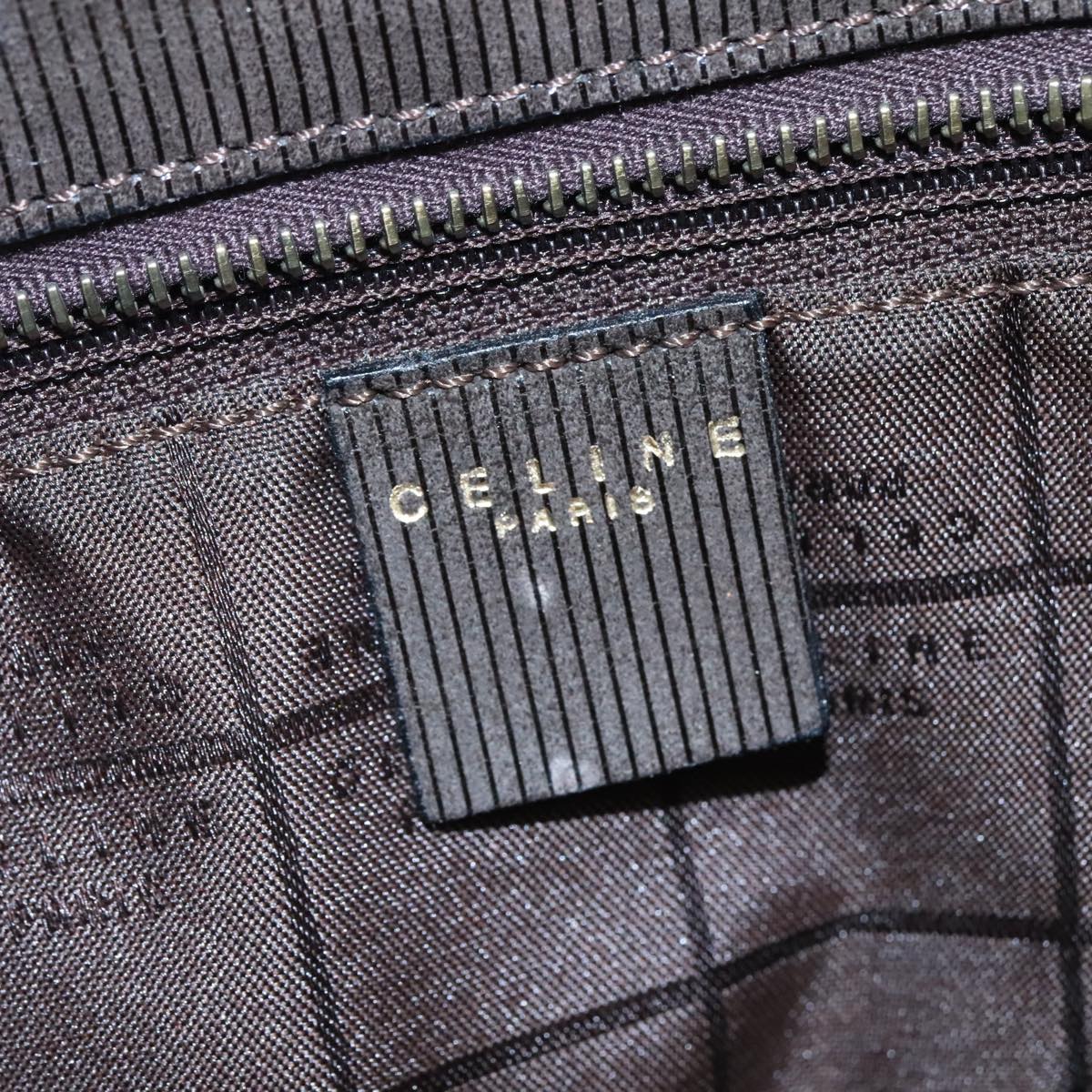 CELINE Hand Bag Suede 2way Brown Gold Auth 108505