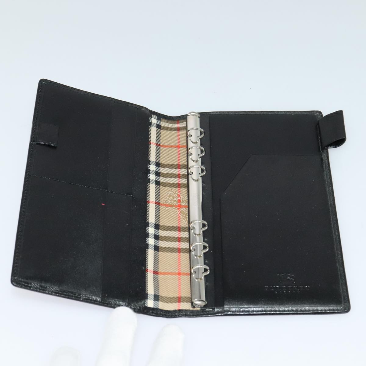 BURBERRY Day Planner Cover Leather Black Auth 108507