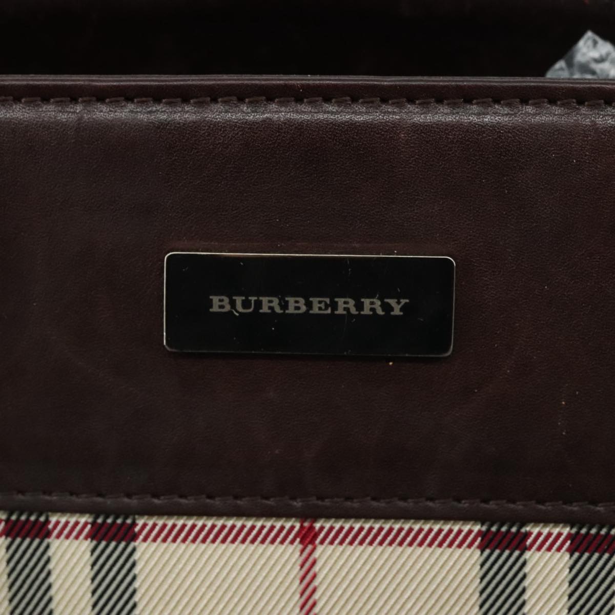 BURBERRY Nova Check Hand Bag Canvas 2way Beige Auth 108520