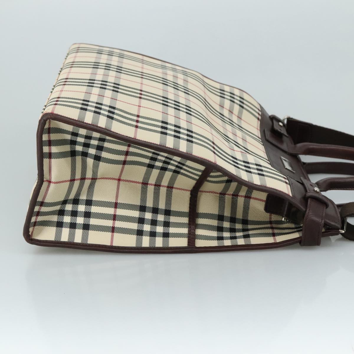 BURBERRY Nova Check Hand Bag Canvas 2way Beige Auth 108520