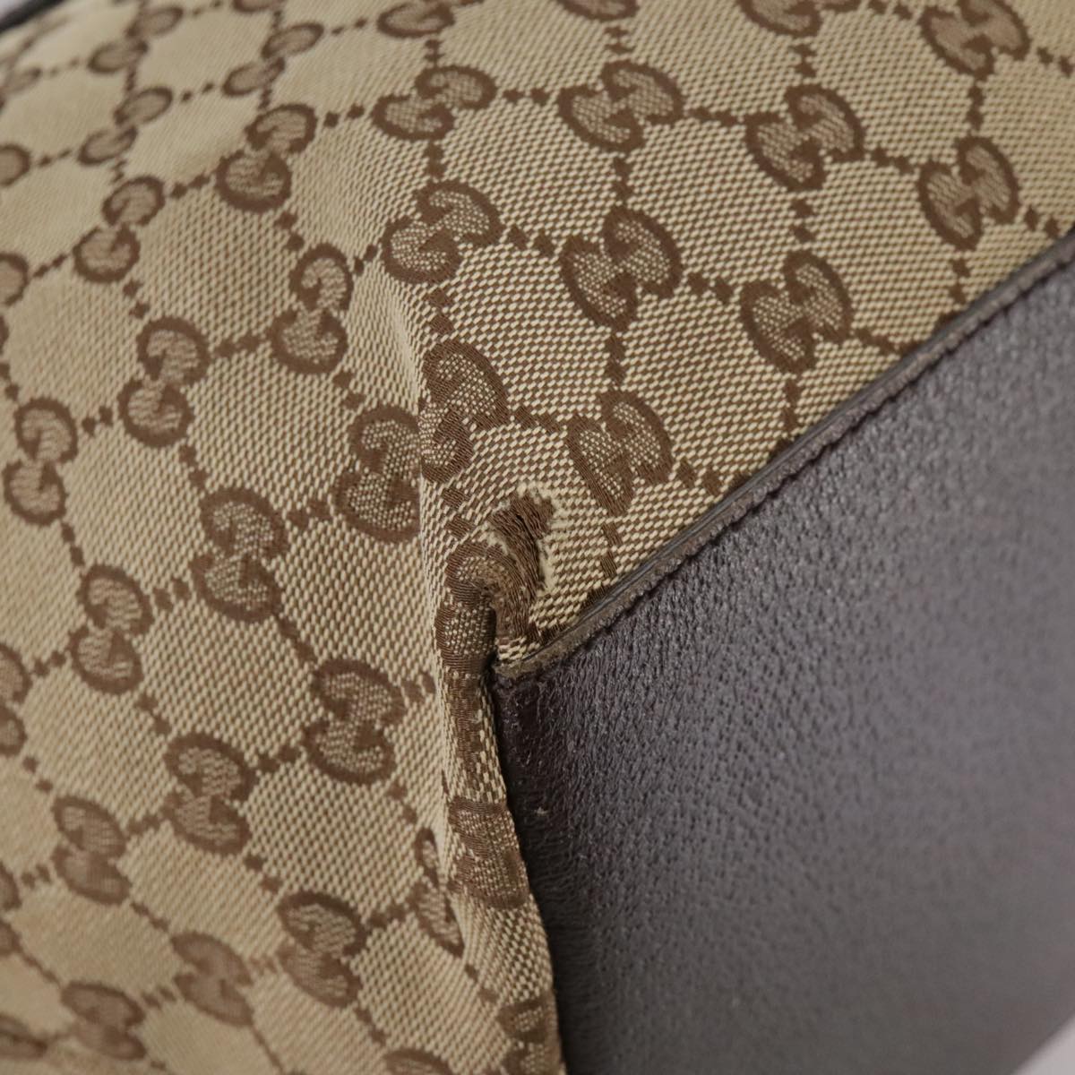 GUCCI GG Canvas Web Sherry Line Tote Bag Beige Silver 131230 Auth 108527