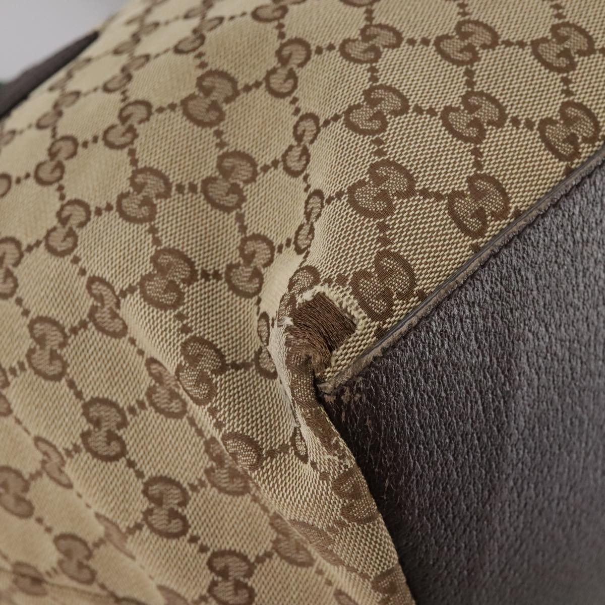 GUCCI GG Canvas Web Sherry Line Tote Bag Beige Silver 131230 Auth 108527