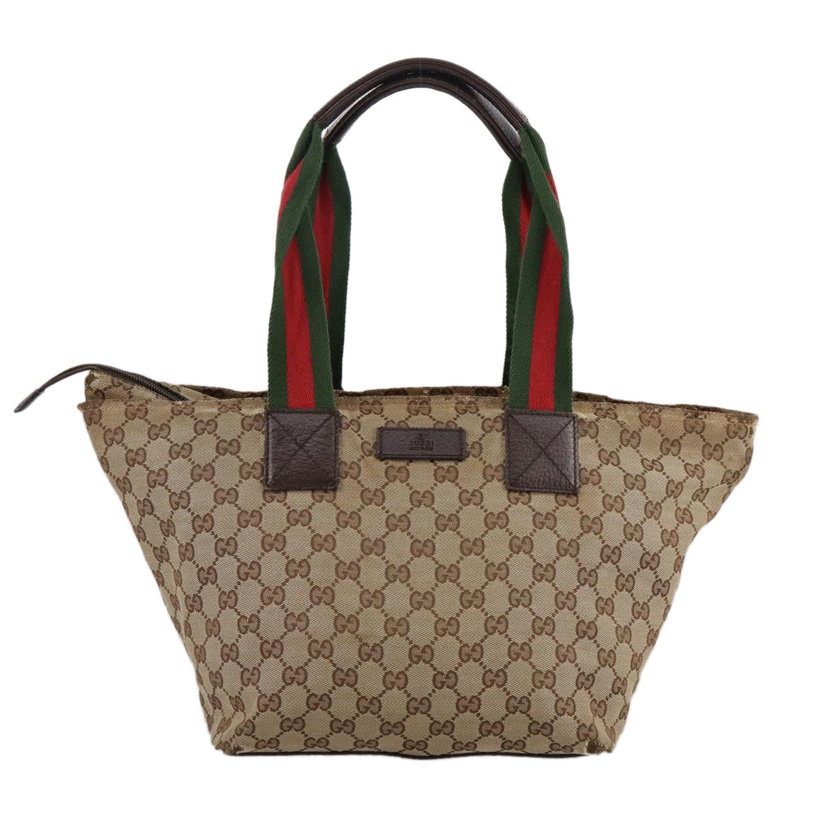 GUCCI GG Canvas Web Sherry Line Tote Bag Beige Silver 131230 Auth 108527
