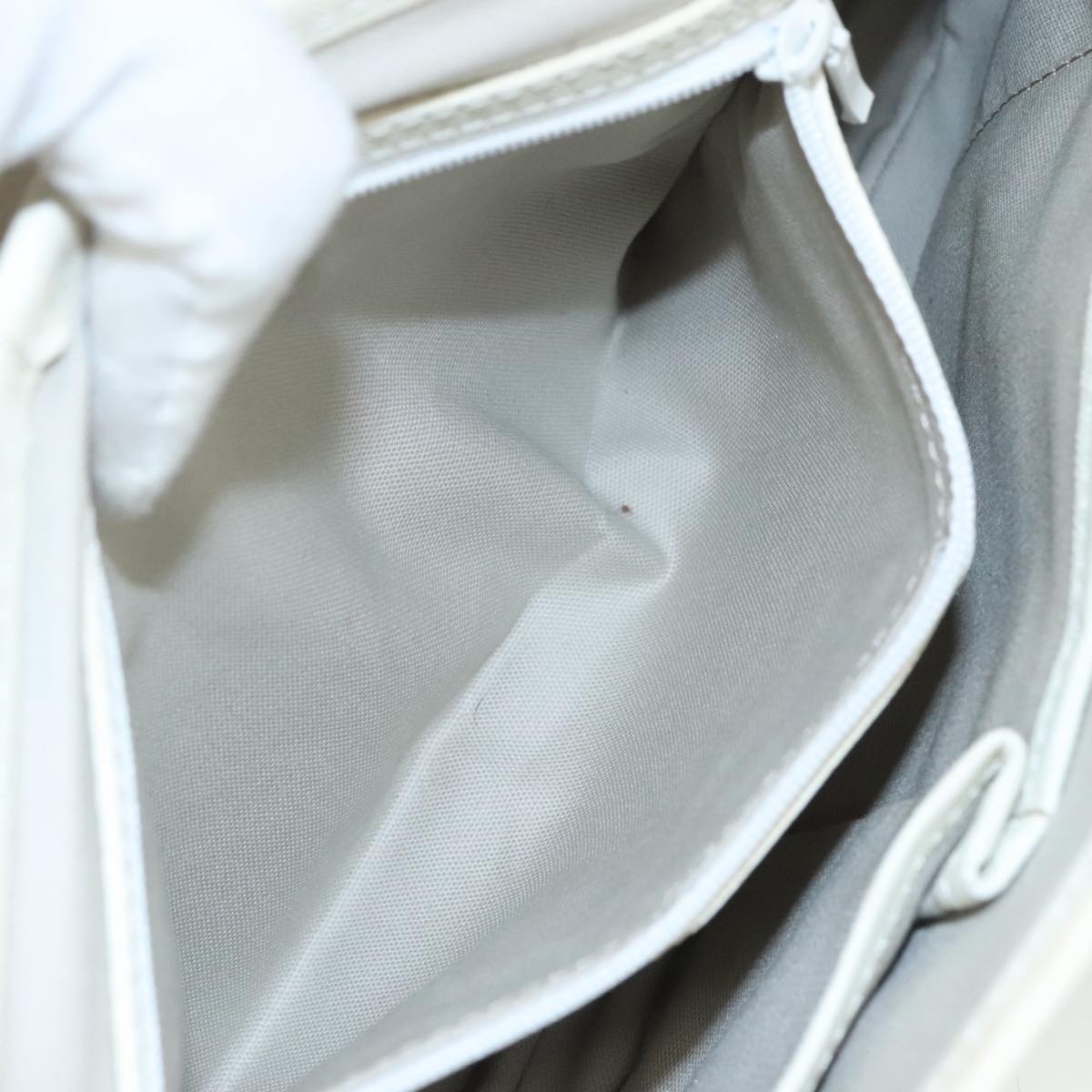 BURBERRY Nova Check Shoulder Bag Canvas Leather Beige White Silver Auth 108570