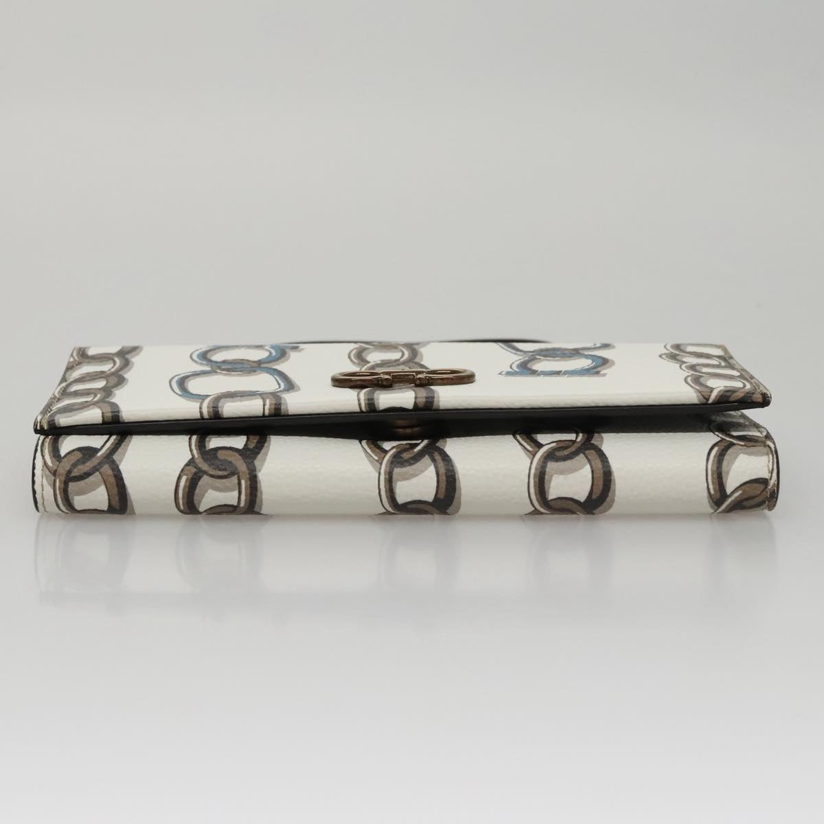 Salvatore Ferragamo Gancini Shoulder Wallet Leather White Auth 108583V