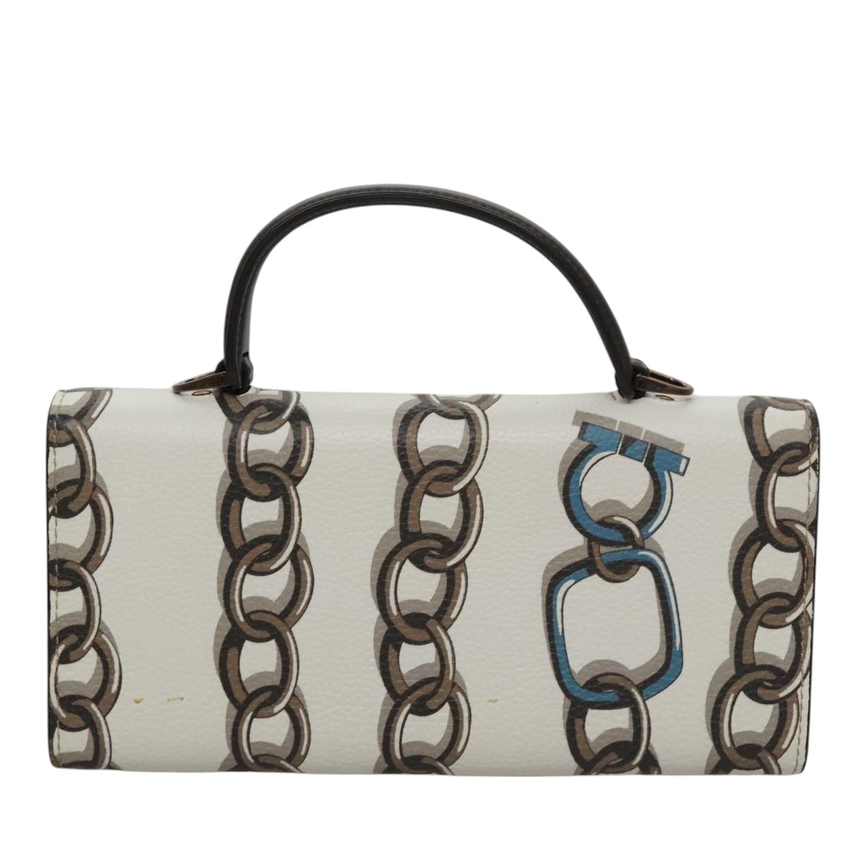 Salvatore Ferragamo Gancini Shoulder Wallet Leather White Auth 108583V