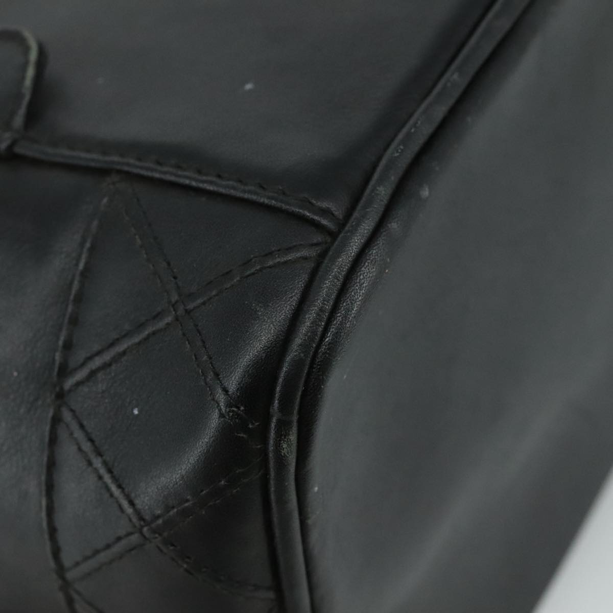 CHANEL Bicolore Vanity Hand Bag Leather Black Gold CC Auth 108585