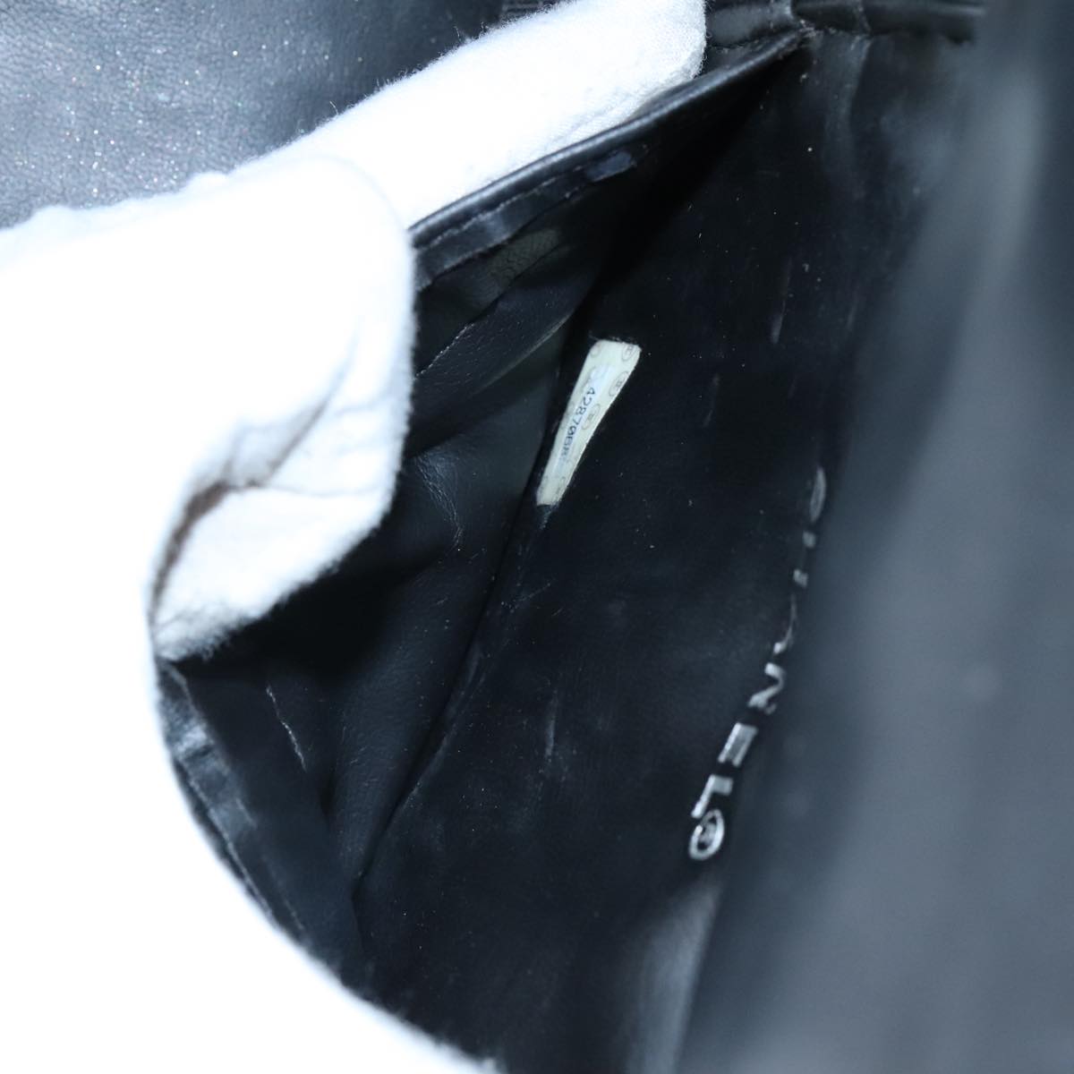 CHANEL Bicolore Vanity Hand Bag Leather Black Gold CC Auth 108585