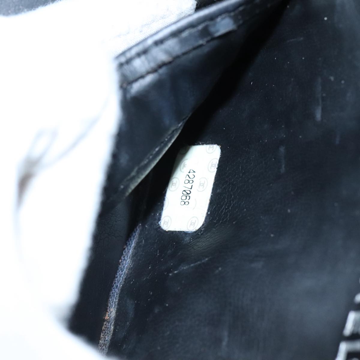 CHANEL Bicolore Vanity Hand Bag Leather Black Gold CC Auth 108585