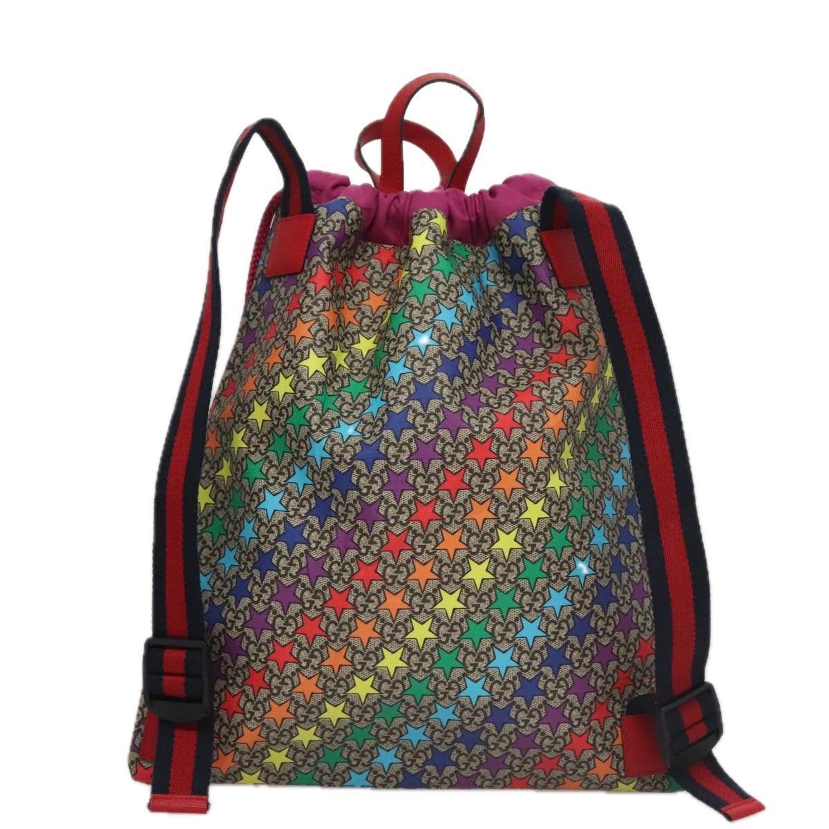 GUCCI GG Supreme Sherry Line Backpack PVC Beige Multicolor 550775 Auth 108606V