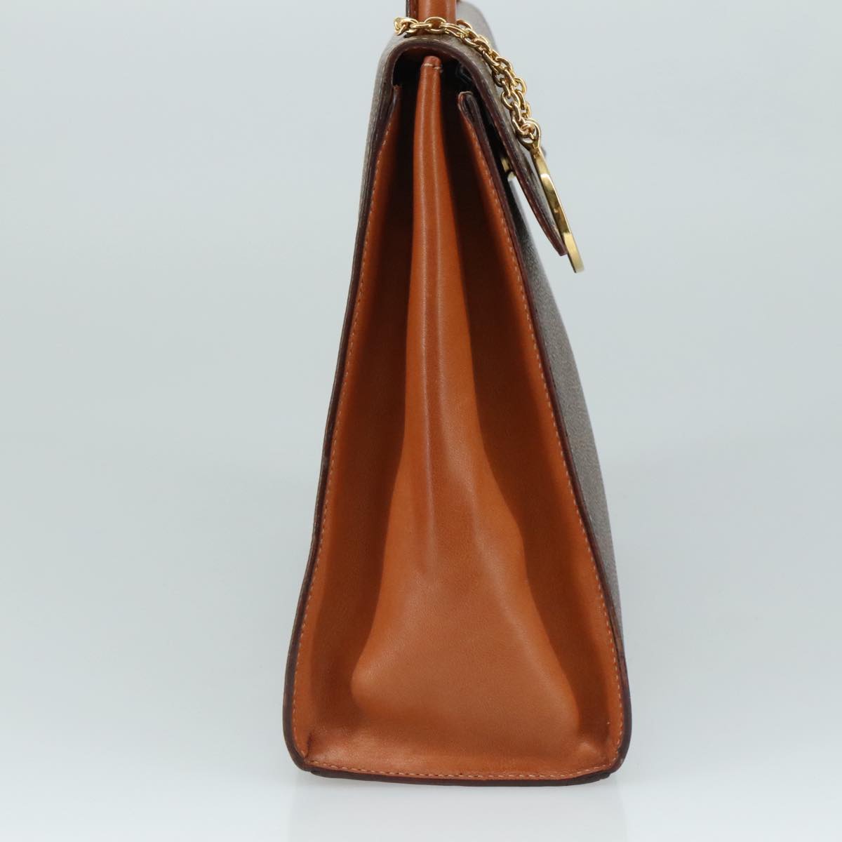 CELINE Macadam Canvas Hand Bag PVC Leather Brown Auth 108632