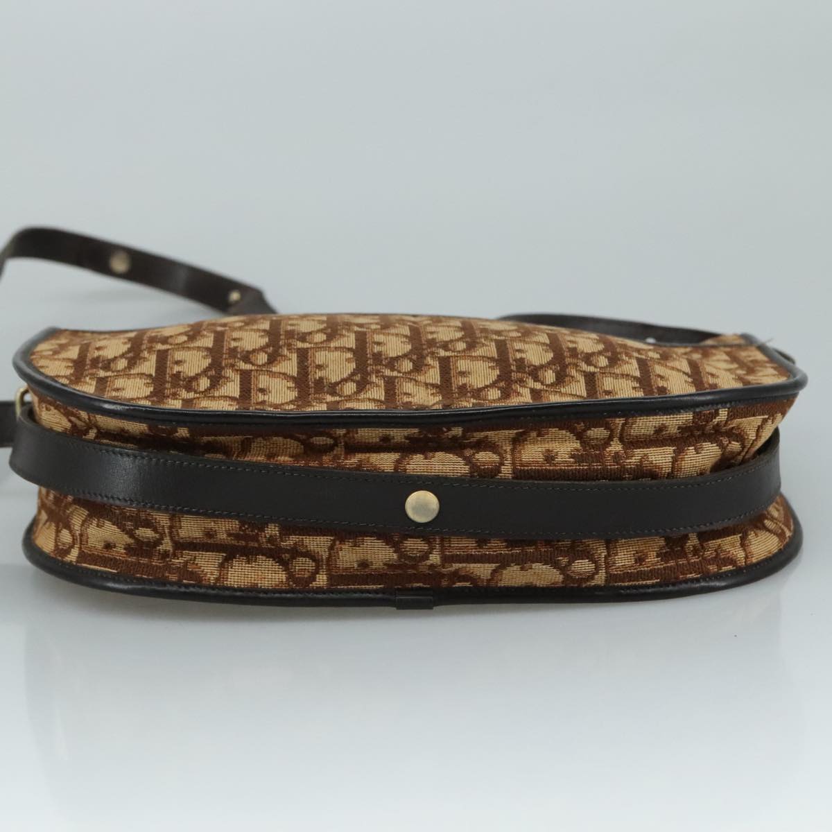 Christian Dior Trotter Canvas Shoulder Bag Brown Auth 108645V