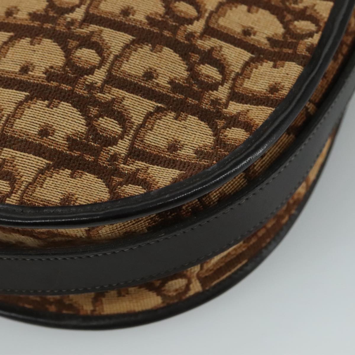 Christian Dior Trotter Canvas Shoulder Bag Brown Auth 108645V