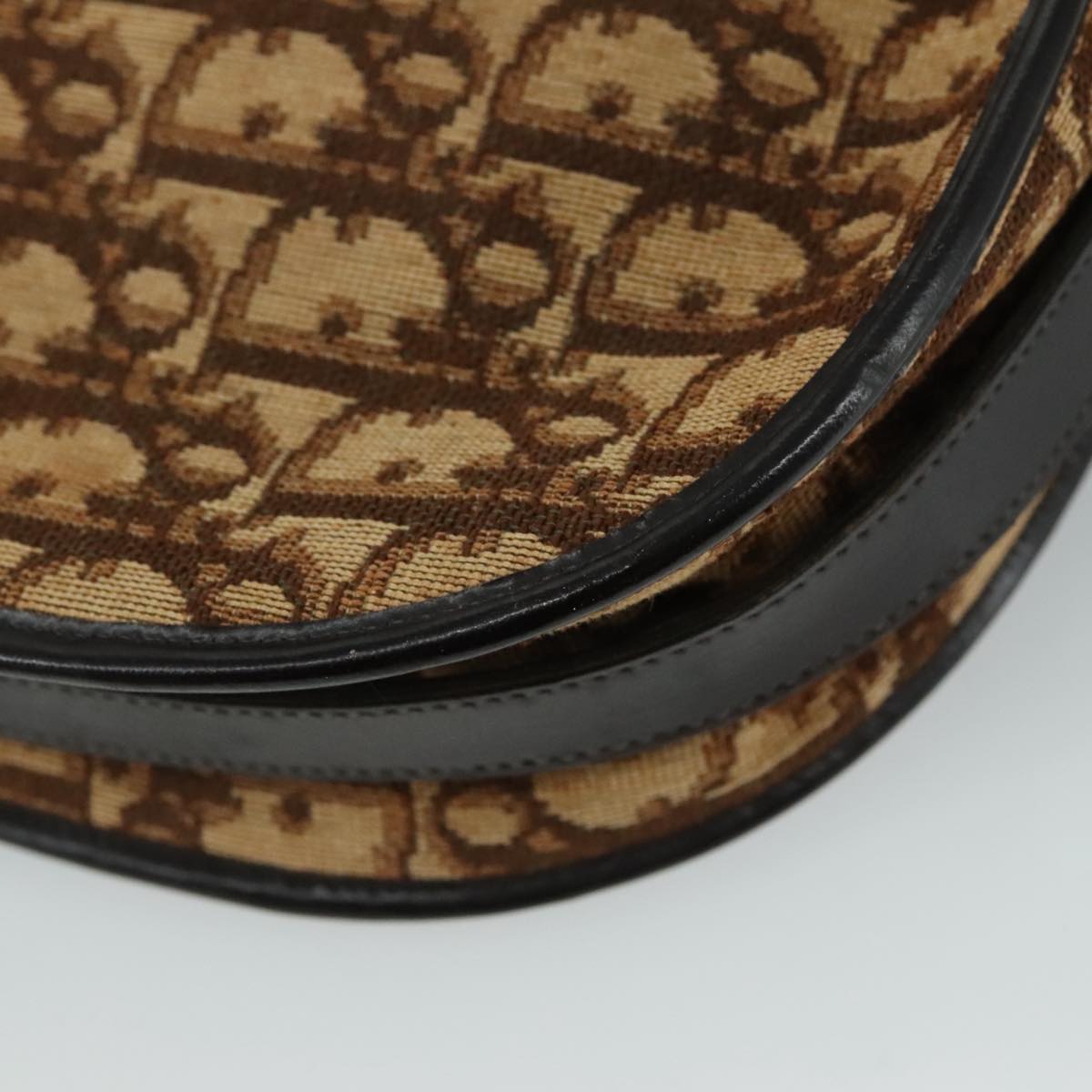 Christian Dior Trotter Canvas Shoulder Bag Brown Auth 108645V