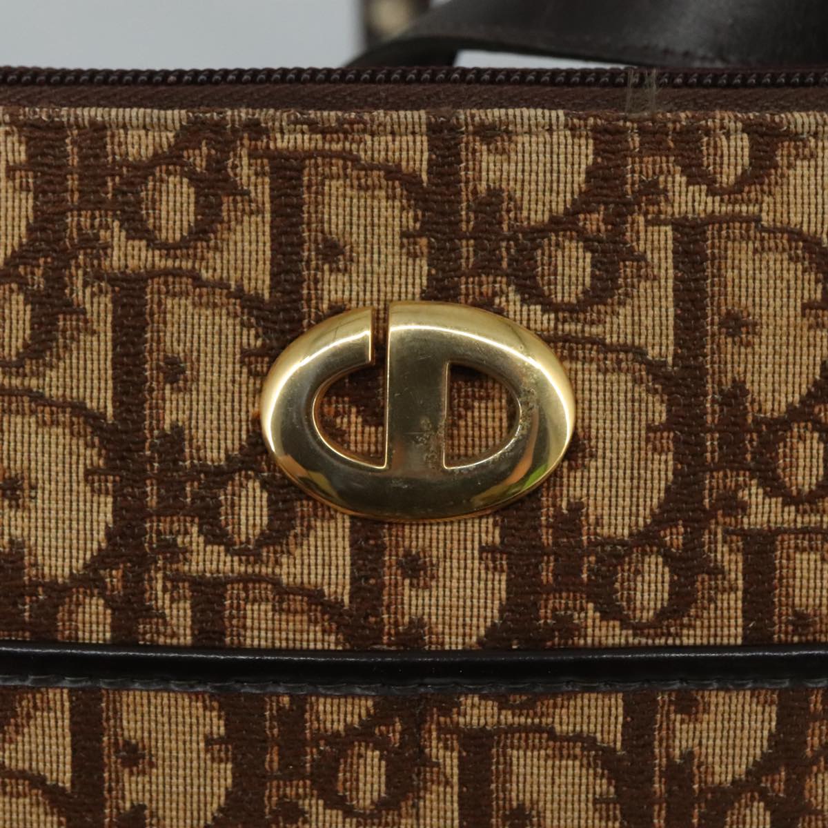 Christian Dior Trotter Canvas Shoulder Bag Brown Auth 108645V