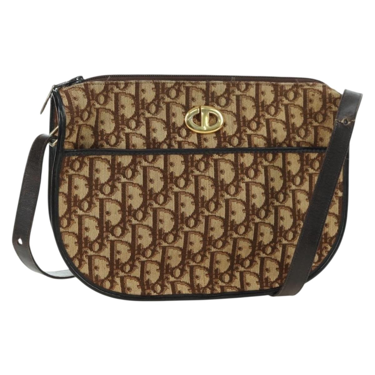 Christian Dior Trotter Canvas Shoulder Bag Brown Auth 108645