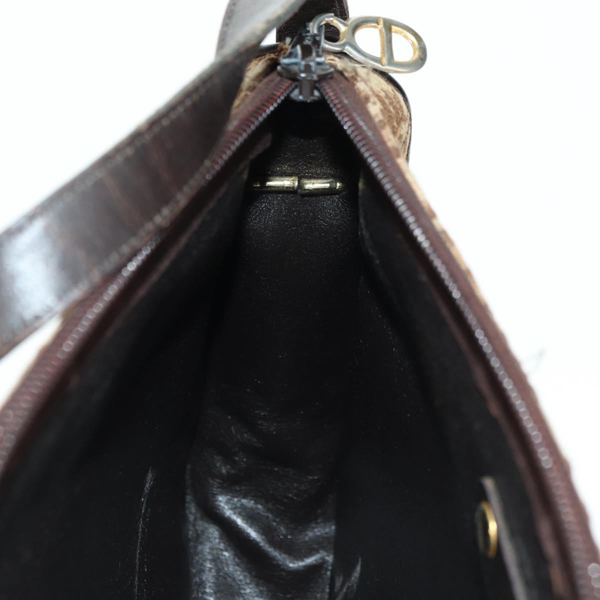 Christian Dior Trotter Canvas Shoulder Bag Brown Auth 108645