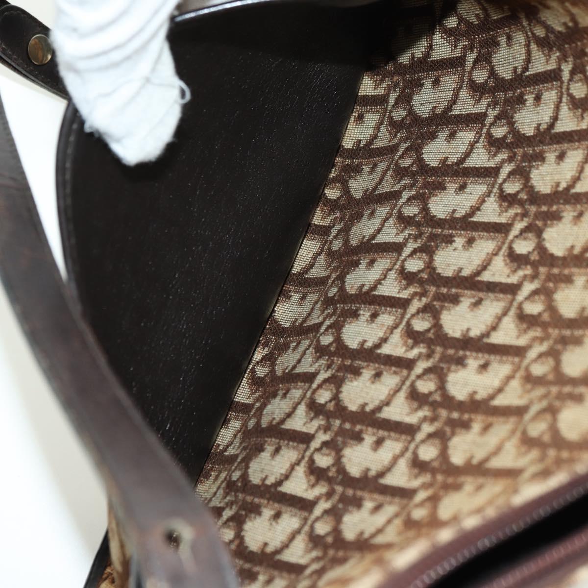 Christian Dior Trotter Canvas Shoulder Bag Brown Auth 108645