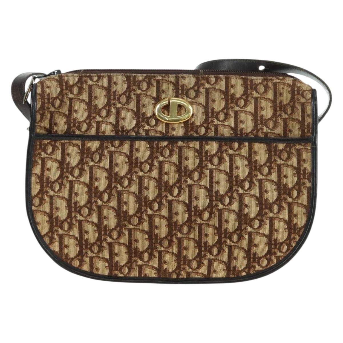 Christian Dior Trotter Canvas Shoulder Bag Brown Auth 108645