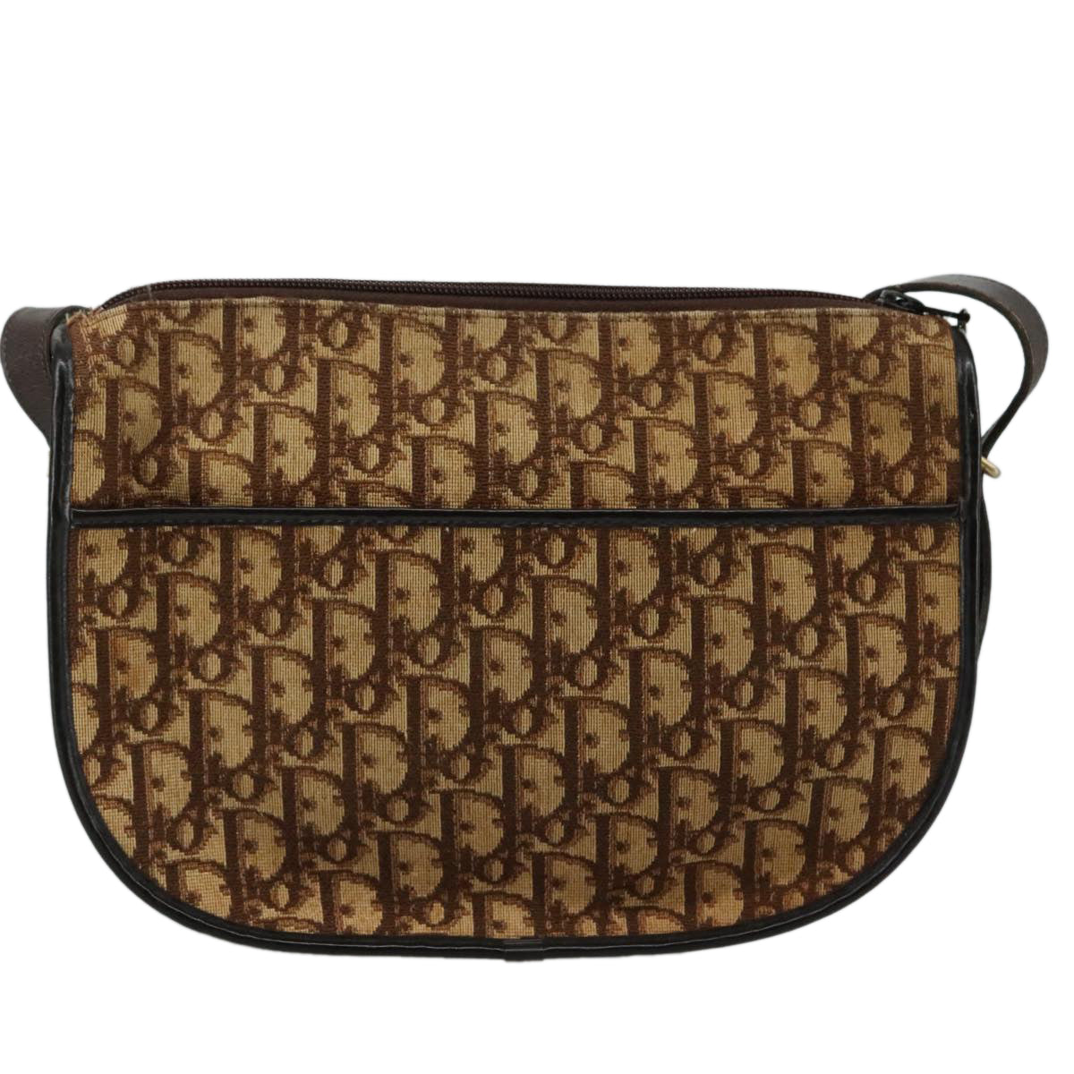 Christian Dior Trotter Canvas Shoulder Bag Brown Auth 108645V