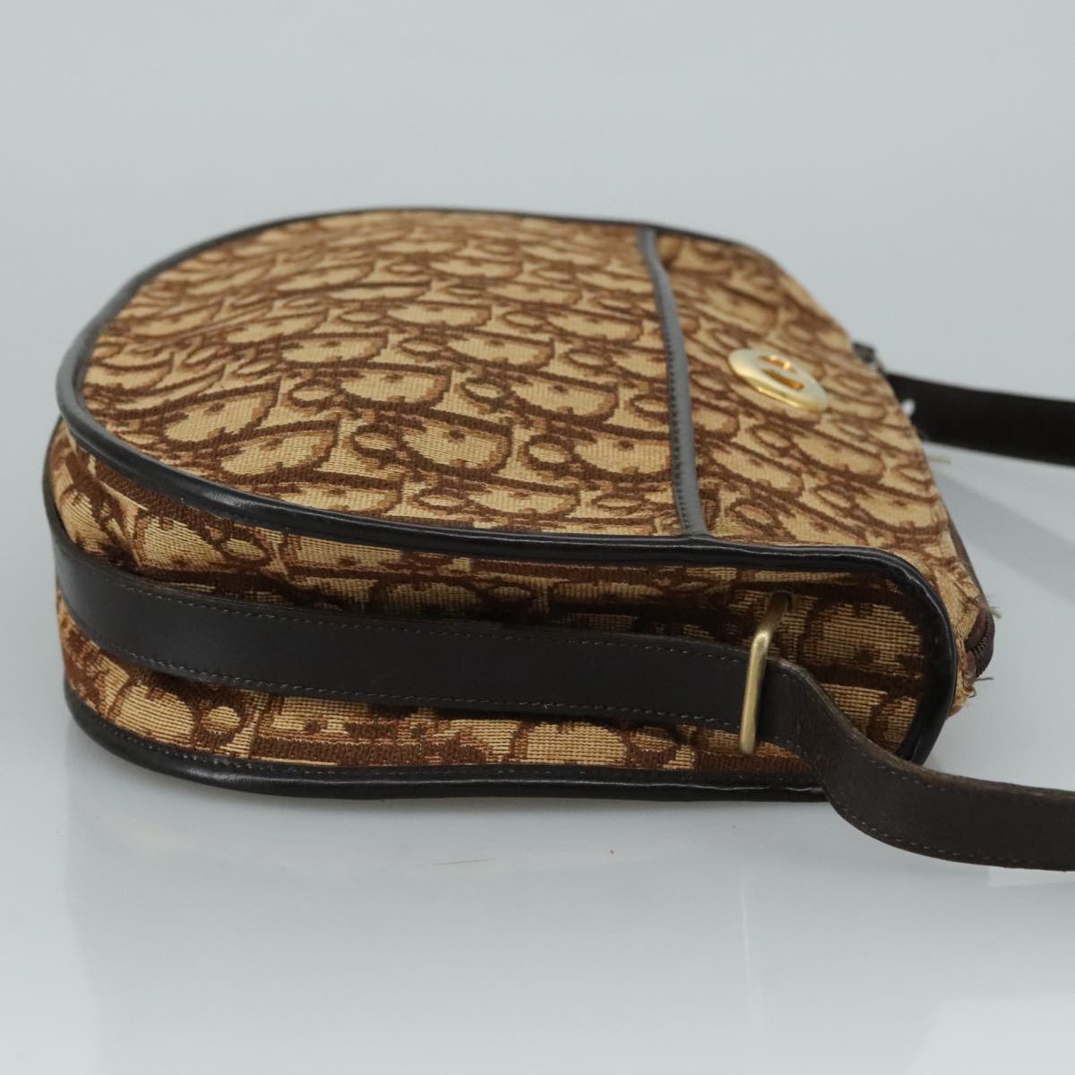 Christian Dior Trotter Canvas Shoulder Bag Brown Auth 108645V