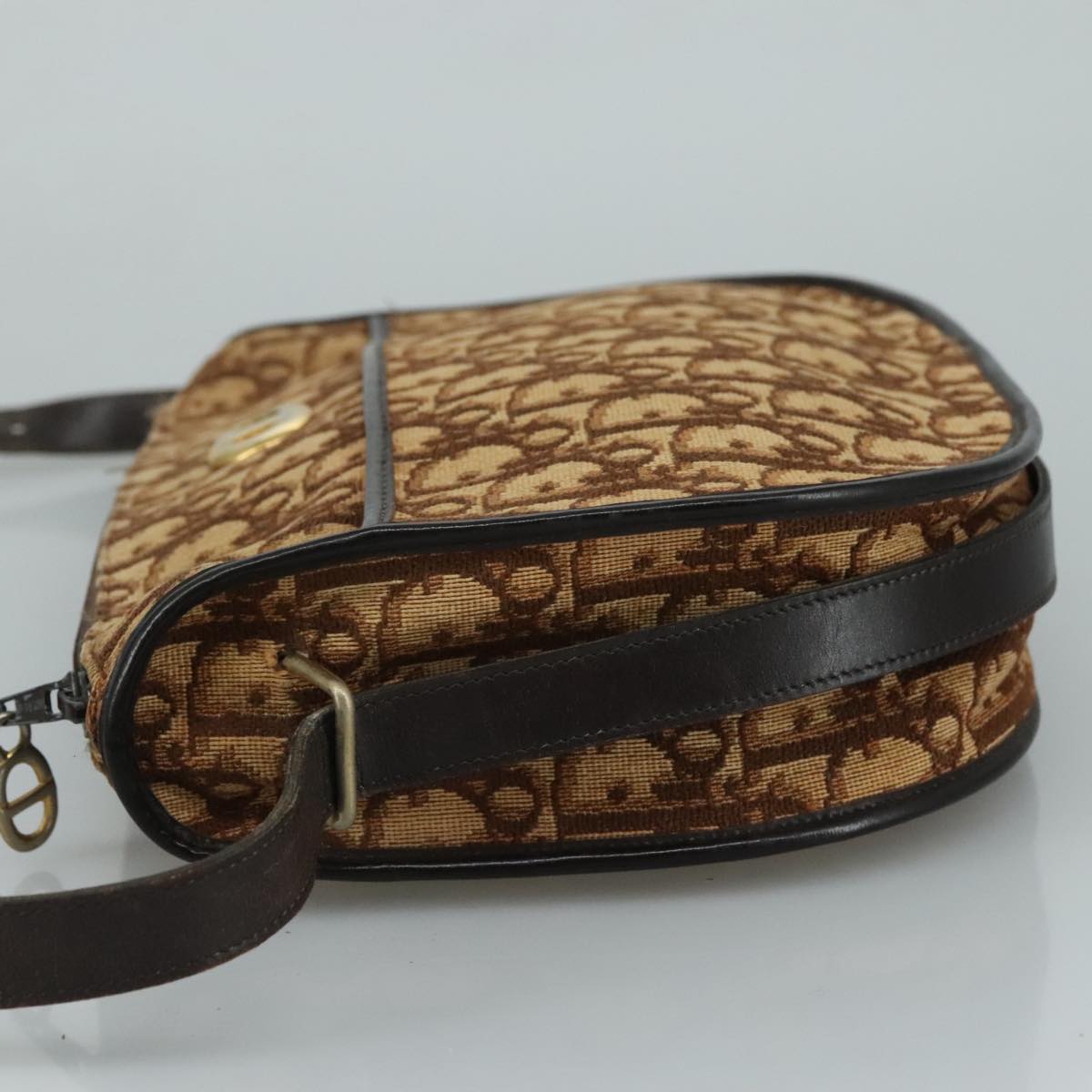 Christian Dior Trotter Canvas Shoulder Bag Brown Auth 108645V