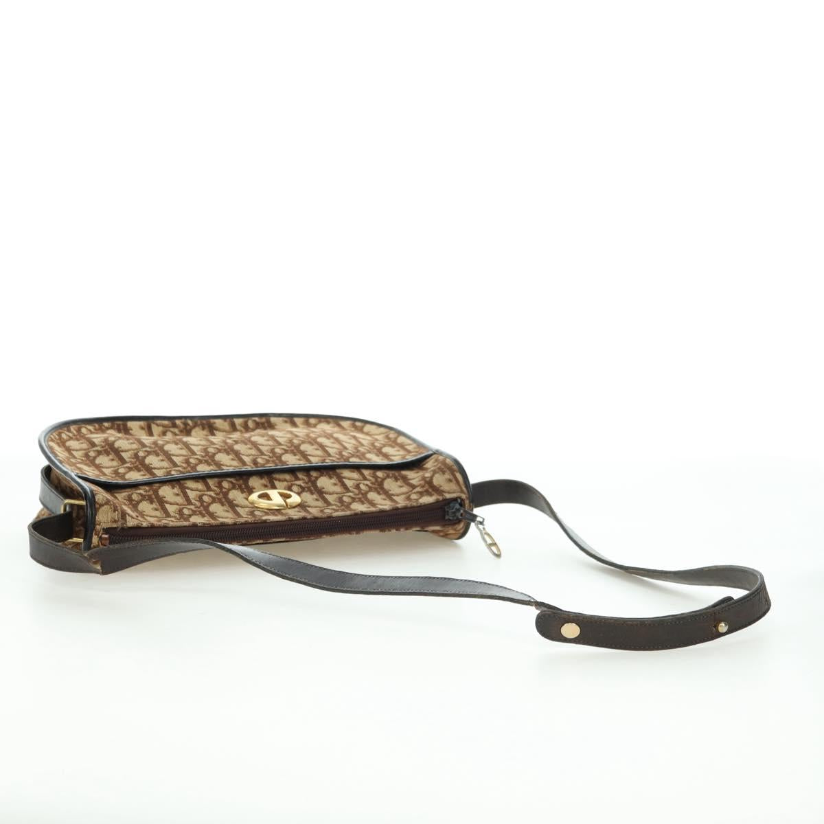 Christian Dior Trotter Canvas Shoulder Bag Brown Auth 108645
