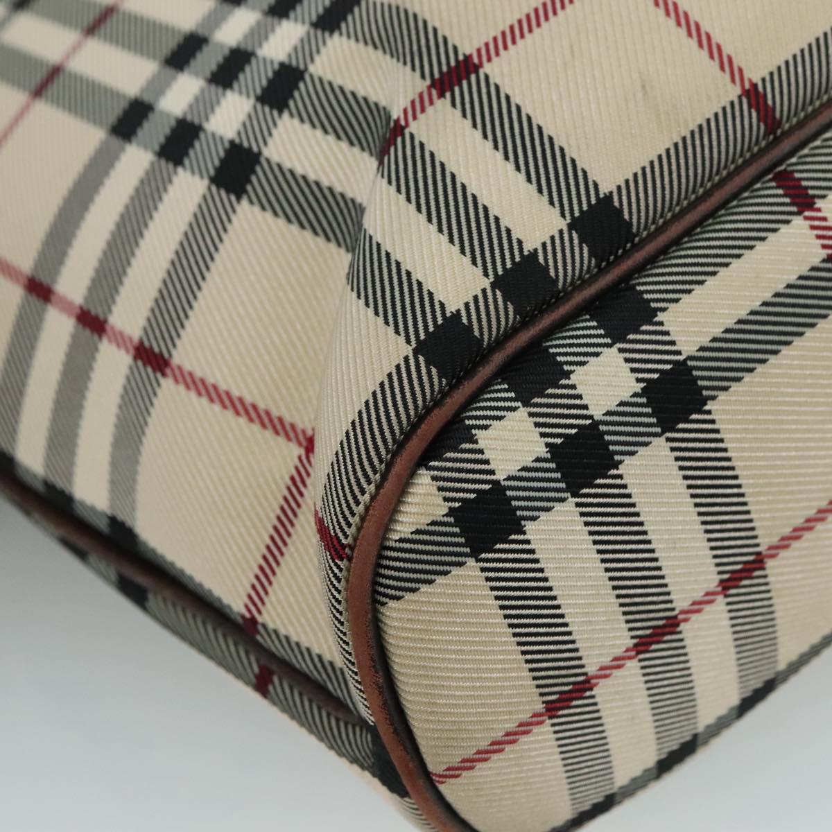 BURBERRY Nova Check Hand Bag Canvas Beige Auth 108646