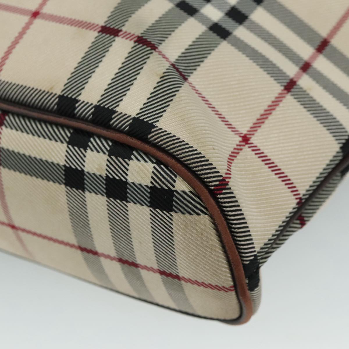 BURBERRY Nova Check Hand Bag Canvas Beige Auth 108646