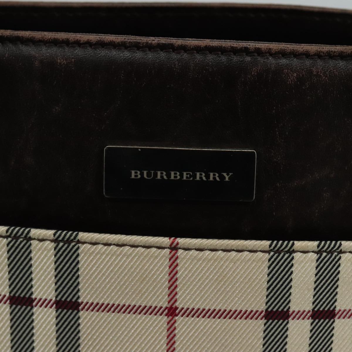 BURBERRY Nova Check Hand Bag Canvas Beige Auth 108646