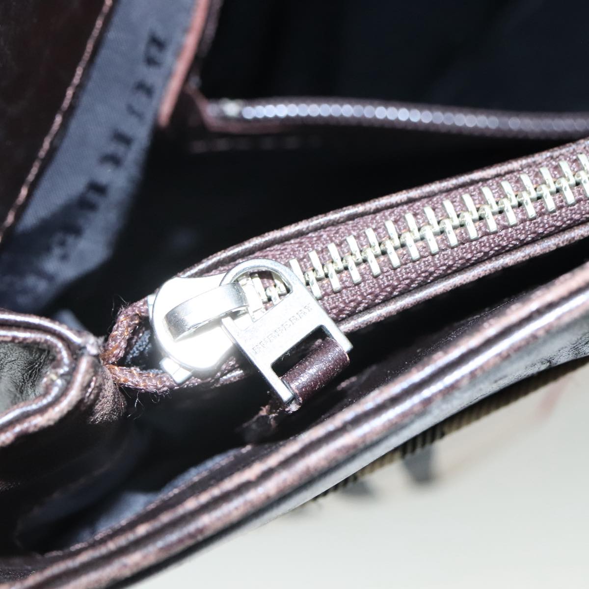 BURBERRY Nova Check Hand Bag Canvas Beige Auth 108646