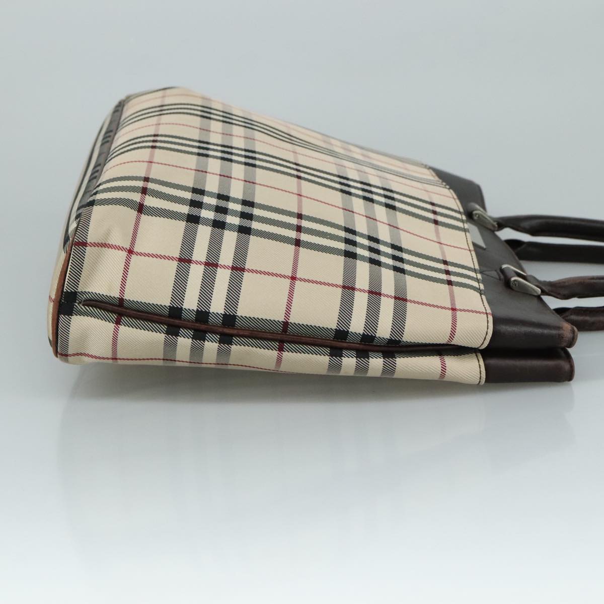 BURBERRY Nova Check Hand Bag Canvas Beige Auth 108646