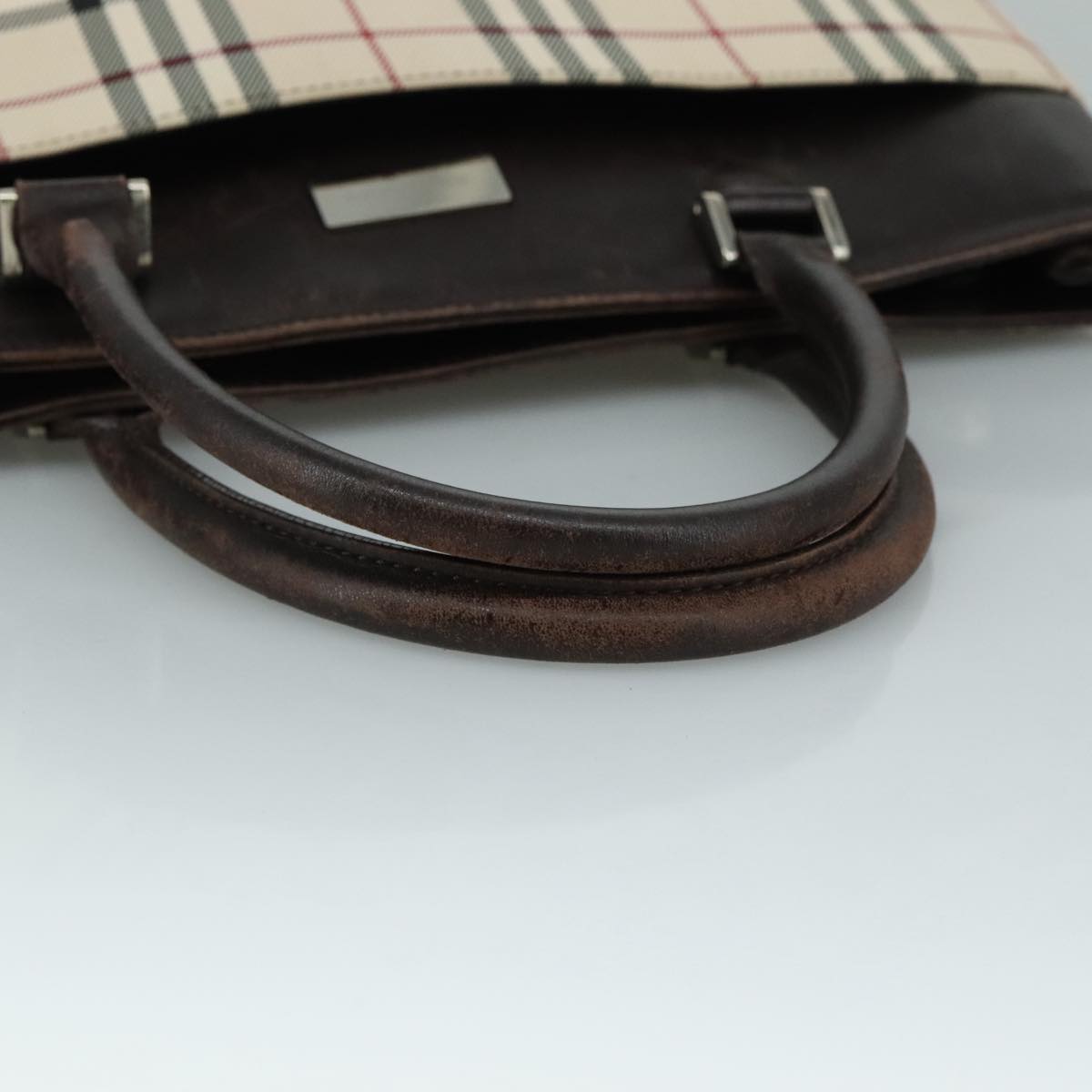 BURBERRY Nova Check Hand Bag Canvas Beige Auth 108646