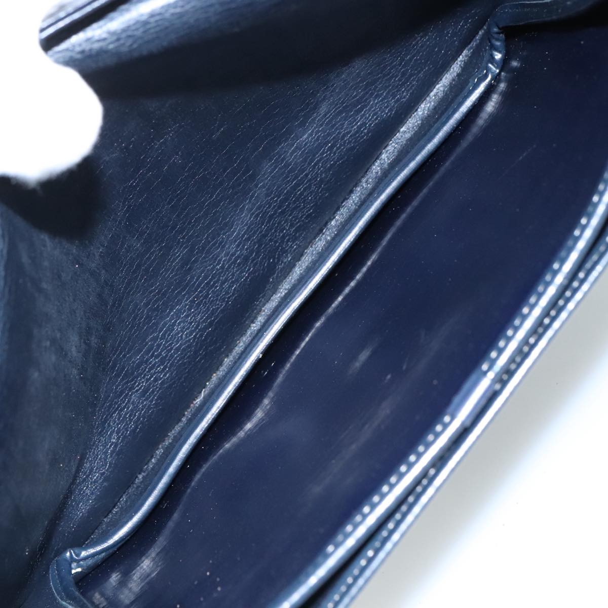 Christian Dior Trotter Canvas Shoulder Bag Navy Gold Auth 108685