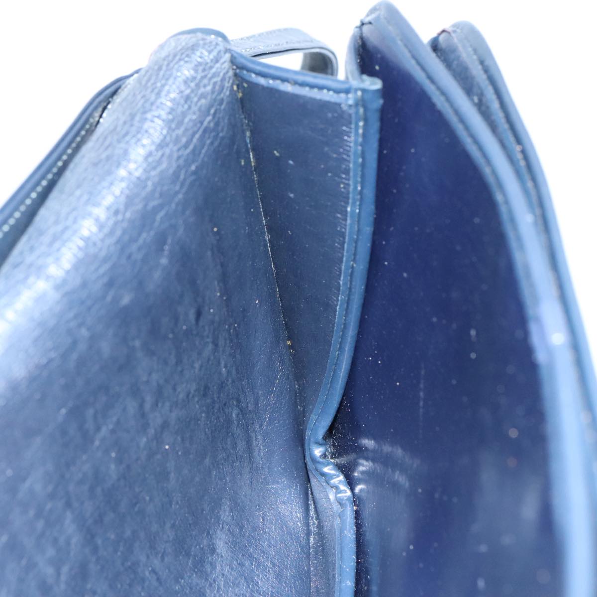 Christian Dior Trotter Canvas Shoulder Bag Navy Gold Auth 108685