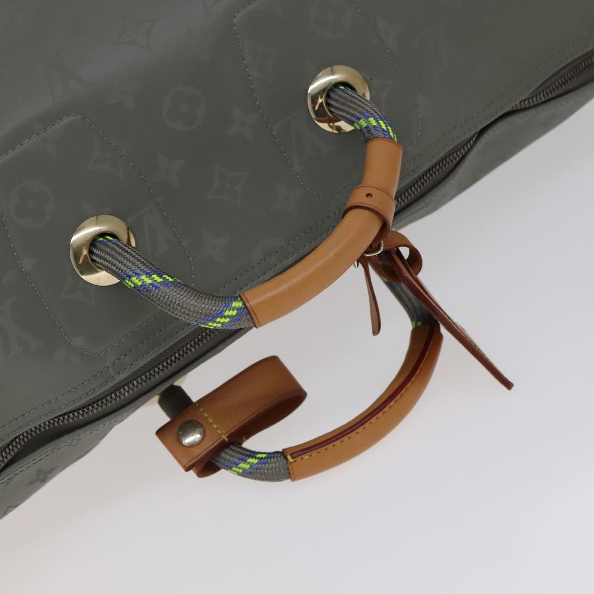 LOUIS VUITTON Titanium Keepall Bandouliere 50 Bag Silver M43886 LV Auth 108706A