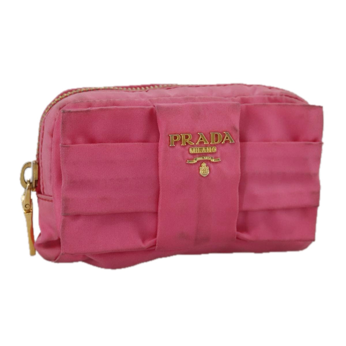 PRADA Pouch Nylon Pink Gold Pink Auth 108723