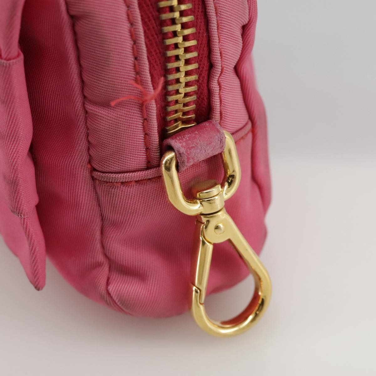 PRADA Pouch Nylon Pink Gold Pink Auth 108723