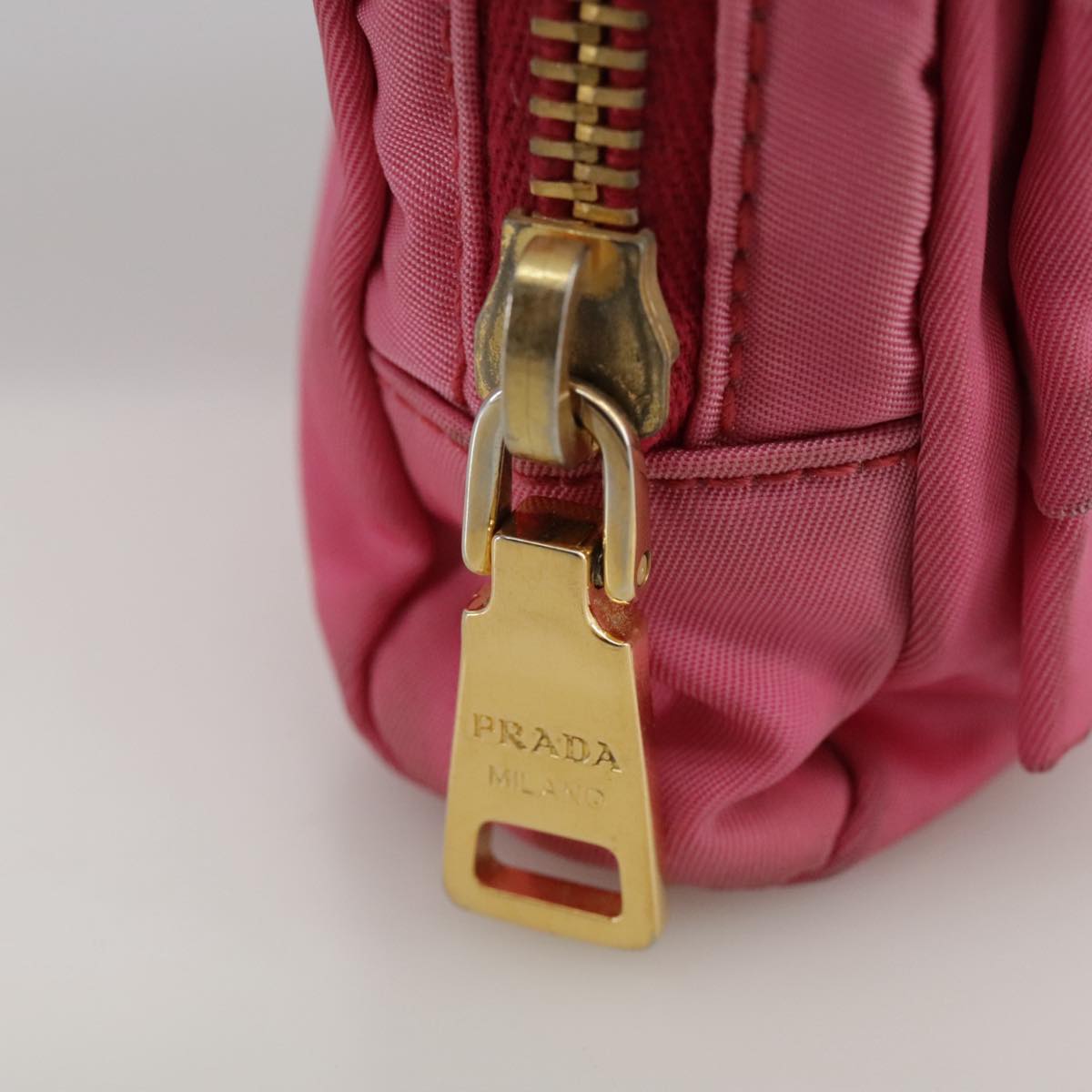 PRADA Pouch Nylon Pink Gold Pink Auth 108723