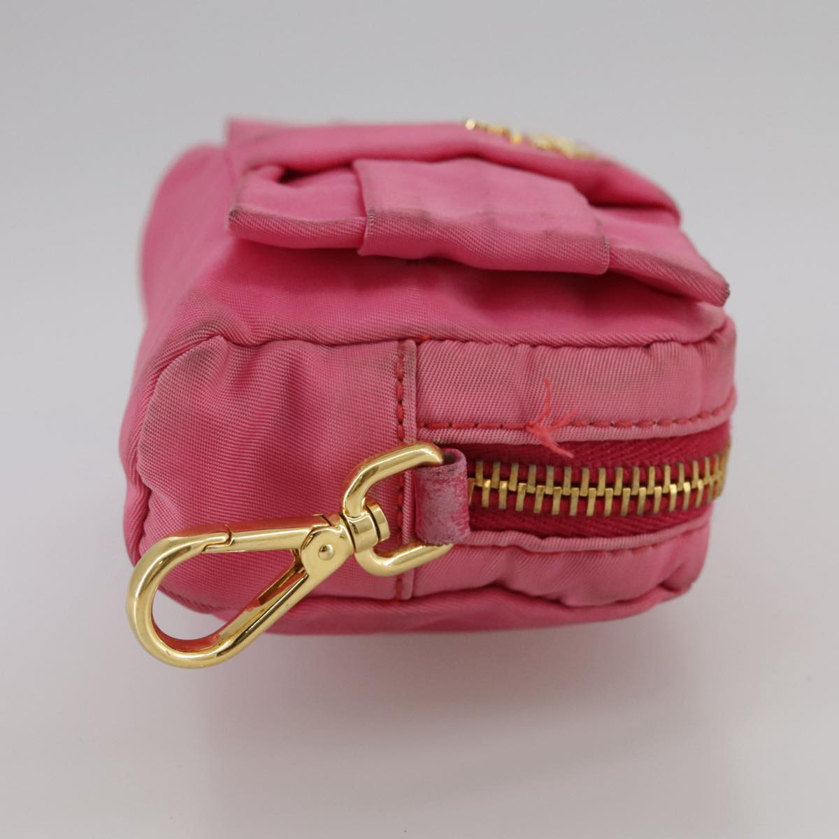 PRADA Pouch Nylon Pink Gold Pink Auth 108723
